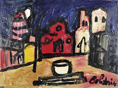 BOLDRINI GUSTAVO Venezia 1927 - 1988 Campiello 1968 olio su tela 60x80 firma...