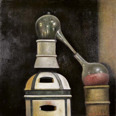 SCIACCA ANTONIO Catania 1957 Alchimia olio su tela 60x60 firma in basso a...