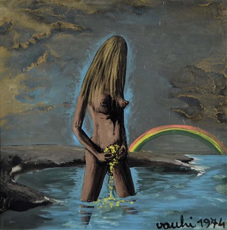 VACCHI SERGIO Castemaso (Bo) 1925 Figura 1974 olio su tela 50x50 firma e data...