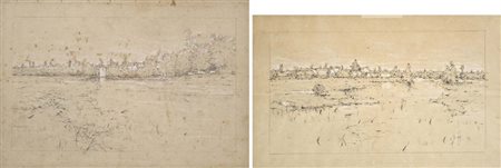 CIARDI GUGLIELMO Venezia 1842 - 1917 Autunno sul Sile - Paesaggio lotto di 2...