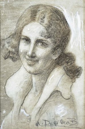 DALL'OCA BIANCA ANGELO Verona 1858 - 1942 Volto femminile (1910) disegno a...