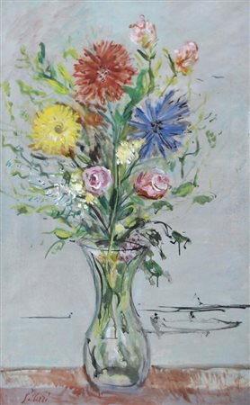 SEIBEZZI FIORAVANTE Venezia 1906 - 1975 Vaso di fiori olio su tela 95x60...