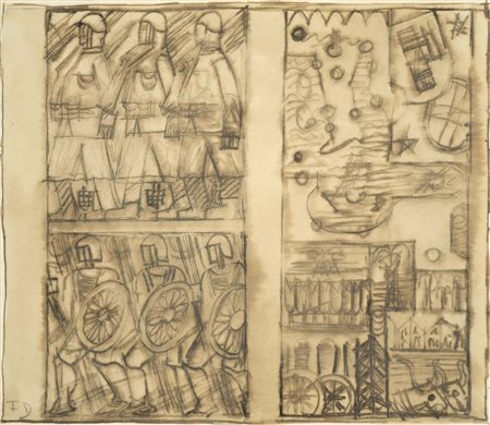 DEPERO FORTUNATO Fondo 1892 - Rovereto 1960 Studio per pannello decorativo...