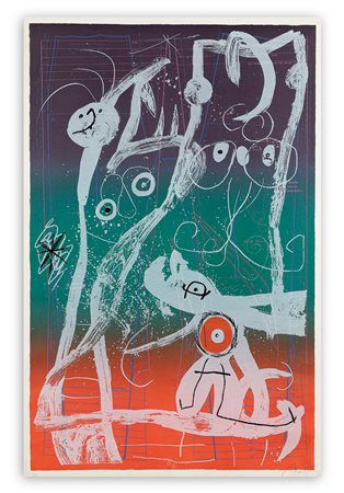 JOAN MIRÒ (1893-1983) - Le délire du couturier - bleu, rouge, vert, 1969