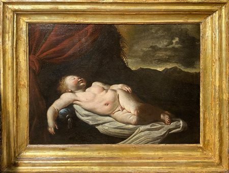 Luigi Miradori il Genovesino (attribuito a) (Genova 1605 circa-Cremona 1656 circa)  - Bambino dormiente