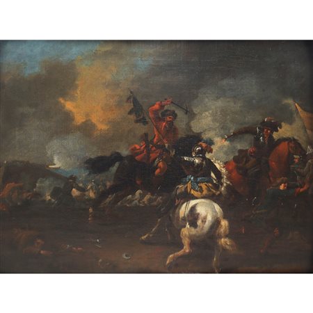 Adam Frans van der Meulen (attribuito a) (Flemish 1632-1690)  - Battaglia fra cavalieri