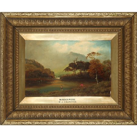 William J. Crampton - Paesaggio lacustre con alberi