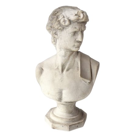 Mezzobusto di auriga romano in malta cementizia, 20° secolo