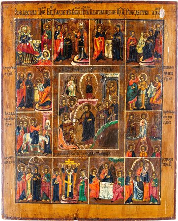 Iconografo russo del XIX secolo Le dodici grandi feste dell'anno liturgico...