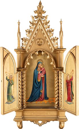 Scuola Italiana del XIX secolo Madonna della tenerezza con gli arcangeli...