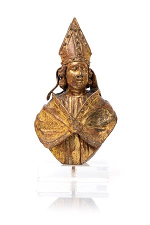 Busto in legno intagliato e dorato raffigurante San Gennaro, Napoli, XIX...