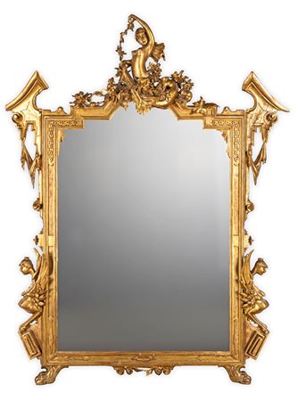 Specchiera fondosala in legno scolpito e dorato, Liguria, fine del XIX secolo...