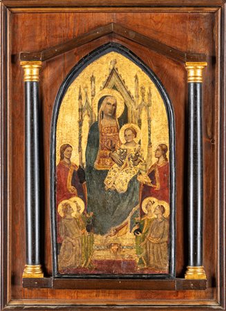 Scuola Italiana del XIX secolo Madonna con Bambino e Angeli Olio su tela...