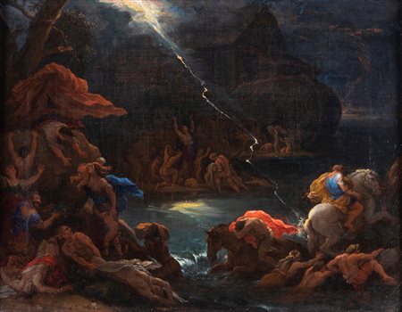 Scuola Romana del XVIII secolo () Il Diluvio Universale Olio su tela...