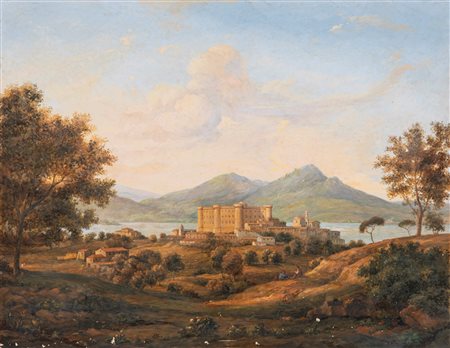 Heinrich Eduard Müller (1823 - 1853) Castello Odescalchi Tempera e acquerello su...