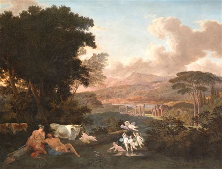 Jacob Philipp Hackert (Prenzlau 1737-Firenze 1807) Dipinto paesaggio con...