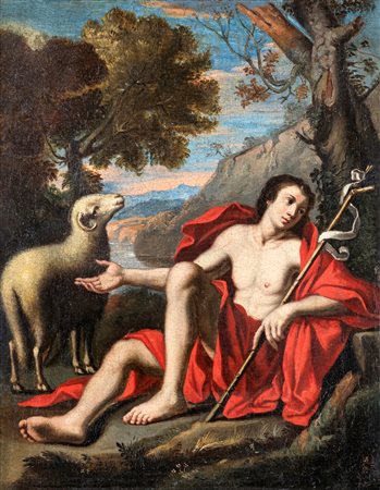 Scuola veneta del XVIII secolo San Giovannino olio su tela cm 47x37 - con...