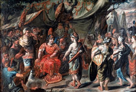 Scuola Romana del XVIII secolo Armida di fronte a Goffredo nel campo dei...