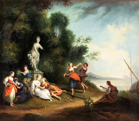 Scuola francese del XIX secolo Scena Galante Di Giovani Fanciulli E Fanciulle...