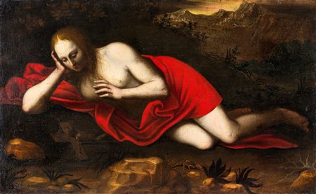 Pittore del XVII secolo Maddalena Olio su tela cm 73x118