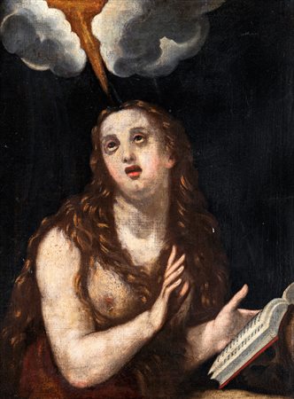 Scuola Romana del XVII secolo Maddalena olio su tela cm 73x55 - con cornice...