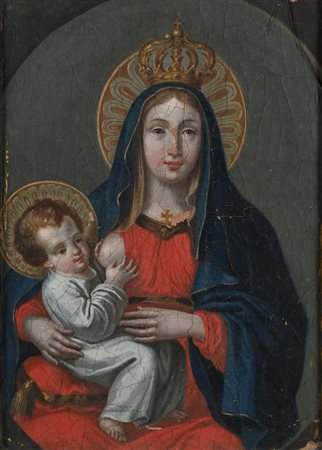 Scuola Italiana del XIX secolo Madonna del latte olio su tela cm 29x21 - con...
