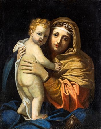 Scuola francese fine XVIII/inizio XIX secolo Madonna Con Bambino olio su tela...