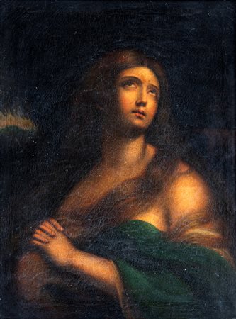 Scuola bolognese del XVIII secolo Maddalena penitente Olio su tela cm 48x37 -...