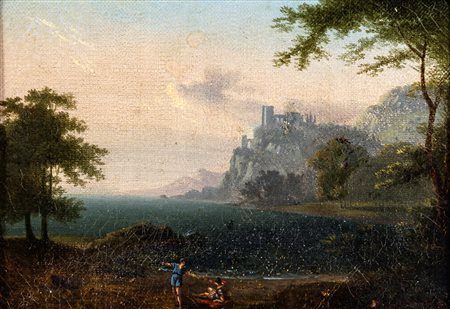 Pietro Benvenuti (Arezzo 1769-Firenze 1844) Paesaggio Olio su tela cm 18,5x25...