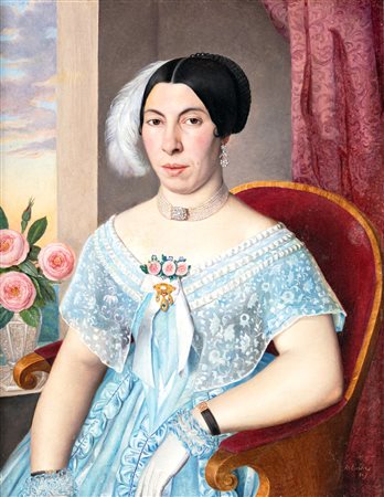 Anton Enders (XIX secolo) Ritratto di Marie Josepha Schlimenk 1849 Olio su...