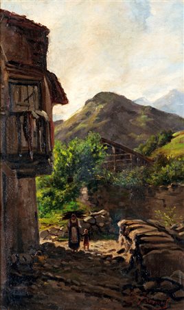 BEFANI ACHILLE FORMIS (Napoli 1832-1906) Veduta della Val Vigezzo olio su...