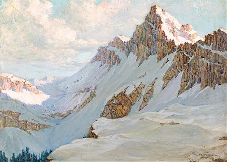 Cesare Maggi (Roma 1881-Torino 1961) Paesaggio Alpino, Cervino olio su tela...