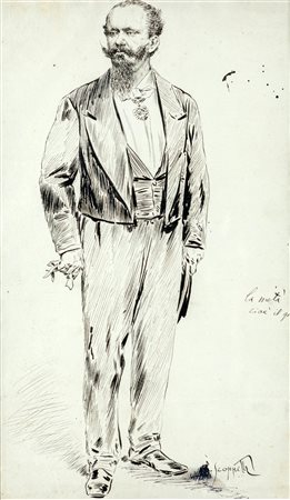 Pietro Scoppetta (Amalfi 1863-Napoli 1920) Re Vittorio Emanuele inchiostro su...