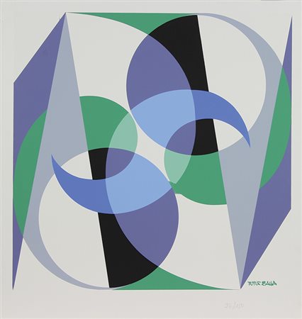 Balla Giacomo Equilibrio spaziale, serigrafia su carta Fabriano, cm. 64x64,...