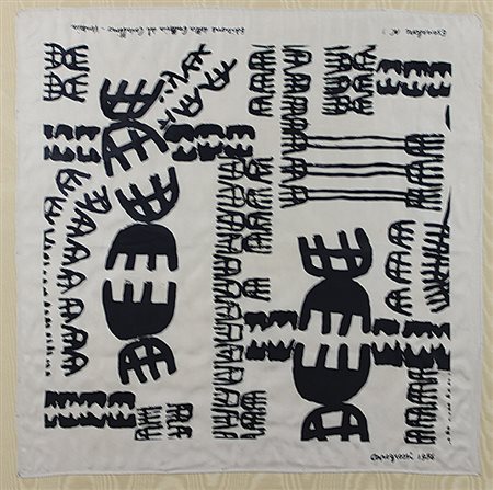 Capogrossi Giuseppe Senza titolo, 1956 stampa su seta, cm. 67x67, es. n. 3 di...