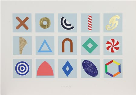 Del Pezzo Lucio Senza titolo Serigrafia e applicazioni su cartone, cm....