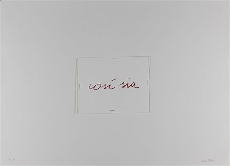 Tacchi Cesare Così sia, 1969 serigrafia e fibre sintetiche su carta, cm...