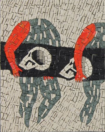 Cucchi Enzo Quattro braccia e sette mani mosaico, cm. 30x24 (contenuto in box...