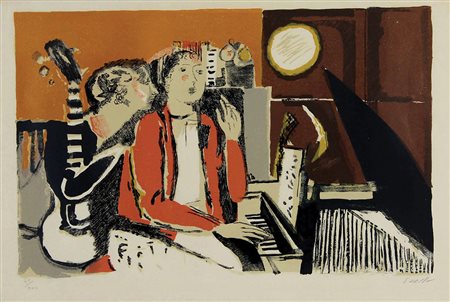 Saetti Bruno Musica litografia su carta, cm. 48x66, es. 40/200 firmata in...