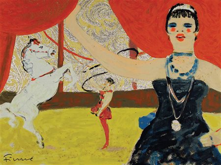 Fiume Salvatore Il Circo serigrafia a 35 colori su broccato applicato su...