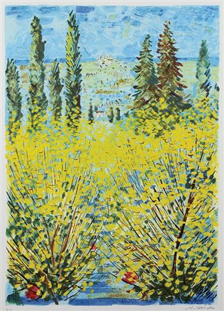 Cascella Michele Ginestre serigrafia su carta, cm. 73x53, es. prova d'autore...