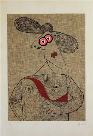 Baj Enrico Generale incisione e applicazioni su carta, cm. 70x50, es. 60/85...