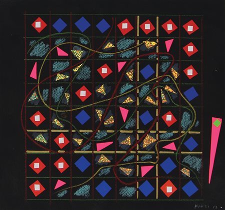 Finzi Ennio Senza titolo, 2013 tecnica mista su cartoncino nero, cm. 35x33,5...