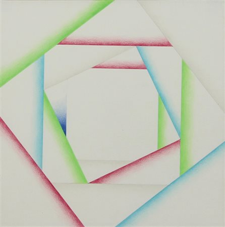 Huber Max Quattro quadrati con accento, 1979 pastelli su carta, cm. 25x25