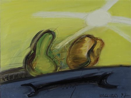 Vaglieri Tino Frutta al confine della città (con chiave meccanica), 1997 olio...