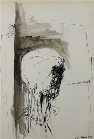 Vaglieri Tino Testa, 1957 tecnica mista su carta, cm. 70x50 firmata, datata e...