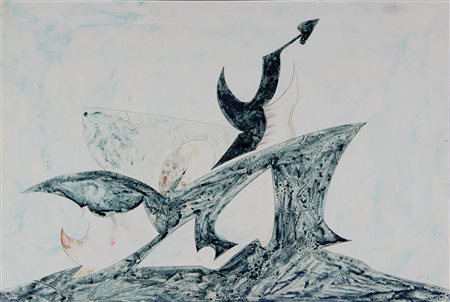 Dova Gianni Nel fondo marino, 1973 tempera su carta intelata, cm. 50x75...