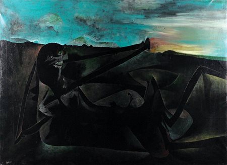 Dova Gianni Figura sdraiata, 1959 olio su tela, cm. 95x130 firmato e datato...