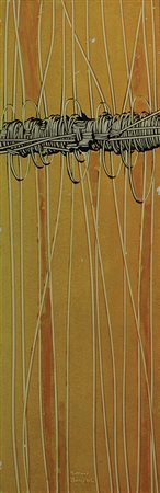 Boudar Anton Senza titolo, 2001 tecnica mista su tavola, cm 85,5x27,5 firmata...