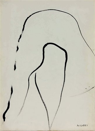 Milani Umberto Gambe inchiostro su cartoncino, cm. 66x48 firmato in basso a...